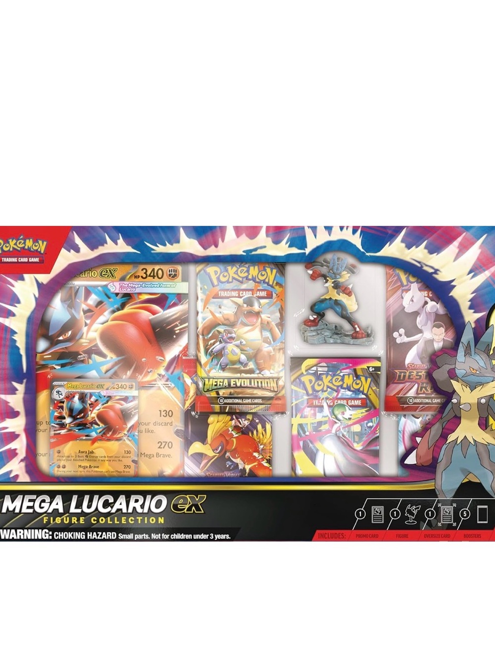 Pokemon Mega‎ Lucario-EX Trading Card Set - Blue, Red, Yellow